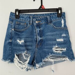 NWOT Distressed Blue Denim Shorts Juniors XS